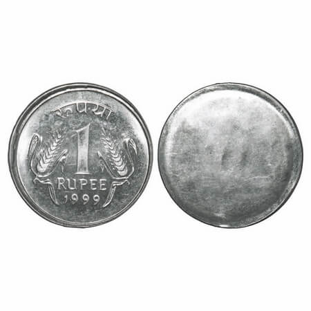 1 Rupee, 1999. FSS, Calcutta Mint, Reverse Brockage/Lakhi. Uncirculated, Rare.