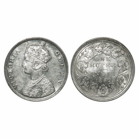 Victoria Queen, Silver, Rupee, 1862, Bombay Mint, B/II/1/0, Inclined 1. F. Prid 69. GK 286