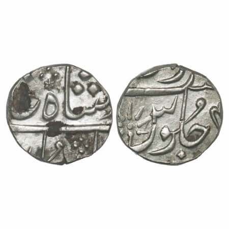Bombay Presidency, Silver 1/2 Rupee, 5.78g, Surat Mint, INO Shah Alam II, 4x RY, with star