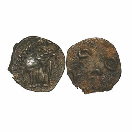 Satavahanas, Siri Satakarni, Andhra Region, Potin Unit , 1.15g, 16.22x16.16mm, Obv: Elepha