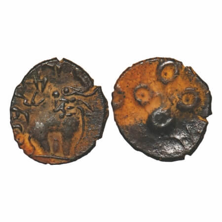 Satavahanas, Siri Pulumavi, 'Tarhala Hoard' Type, Potin Unit, 1.32g,15.64x14.40mm, Obv: El