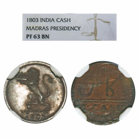 Madras Presidency, Copper Cash (Proof), 1803 AD, Struck at Soho Mint, Obv: The Company Cre