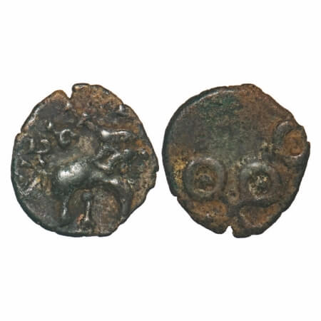 Satavahanas, Siri Satakarni, 'Tarhala Hoard' Type, Potin Unit, 3.62g, 19.57x18.49mm, Obv: 