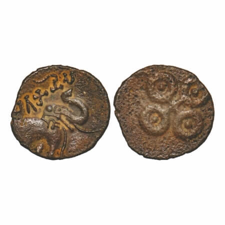 Satavahanas, Siri Satakarni, 'Tarhala Hoard' Type, Potin Unit, 2.27g,18.60x19.54mm, Obv: E