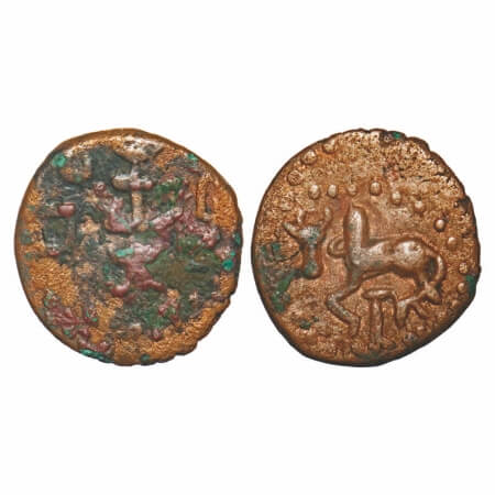 Later Kushana, Kaut Kula Series, Rudra Bala (c. 300 AD), Copper Unit, 4.85g, 20.14x19.32mm