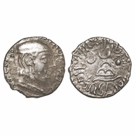 Western Kshatrapas, Rudradaman I s/o Jayadaman (c. 141-165 AD), as Mahakshatrapa, Silver D
