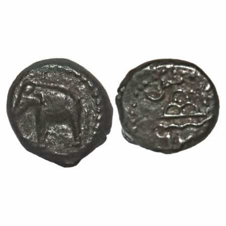 Western Kshatrapas, Damasena (c. 223-236 AD), Potin Unit, 1.18g, 11.43x11.14mm, Obv: Eleph