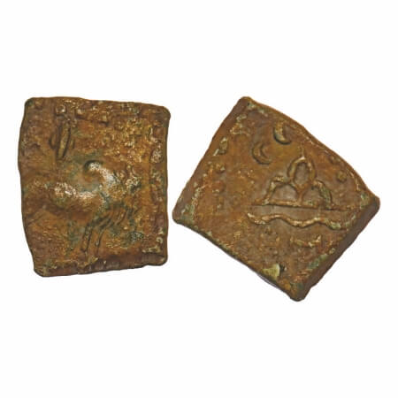 Western Kshatrapas, Rudrasena III, Lead Unit, 3.36g, 14.91x12.55mm, Obv: Humped Bull to ri