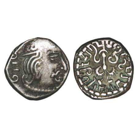 Guptas, Kumaragupta I (AD 414-455), Silver Drachma, GE 110, Garuda type, 2.08g, 12.10x12.5
