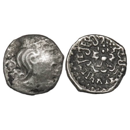 Guptas, Kumaragupta, Silver Drachma, 1.46g, 13.45x13.05mm, Obv: Bust of king facing to rig