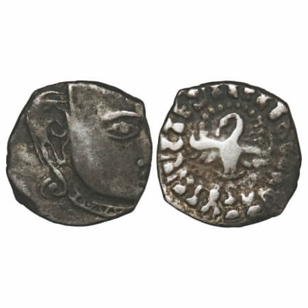 Guptas, Kumaragupta, Madhyadesh Type, Silver Drachma, 2.08g, 13.54x13.48mm, Obv: Bust of k