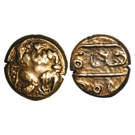 Nidugal Cholas, Irungola II, Gold Pagoda, 3.38g, 11.32X11.76mm, Obv: Garuda walking to rig