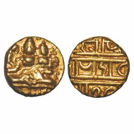 Vijayanagar Kingdom, Devaraya I (c. 1406-1422 AD), Gold ½ Pagoda, 1.70g, 09.50x09.54mm, Ob