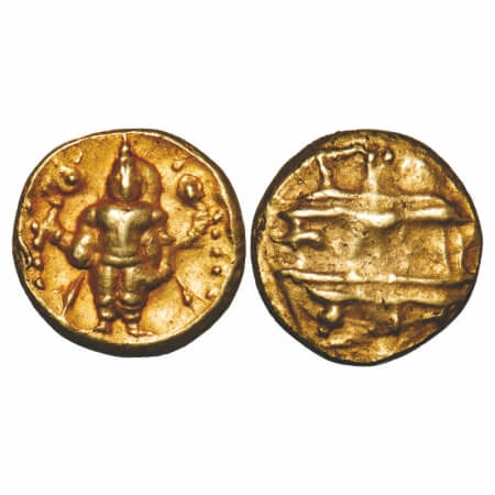 Vijaynagar Kingdom, Venkata III (c. 1630-1641 AD), Gold Varaha, 3.33g, 11.61x11.80mm, Obv: