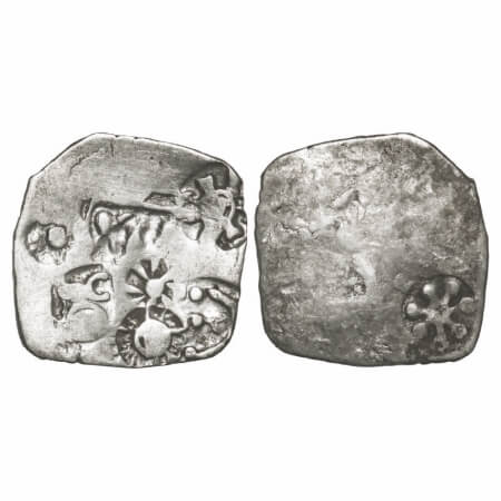 Punch Marked, Magadha Janapada, Silver Karshapana, 3.33g, 25.32x23.57mm, G/H Series I, Aur