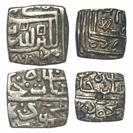 Malwa Sultanate, Silver 1/4 & 1/8 Tanka (2 Coins), 2.61 & 1.14g, Ghiyath Shah (AH 873-906 