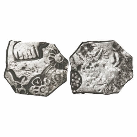 Punch Marked, Imperial Magadha, Silver Karshapana, 3.33g, 16.38x19.07mm, G/H Series V, Obv