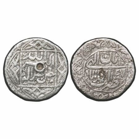 Akbar, Silver Rupee, 11.32g, Ahmadabad Mint, Ilahi 47, month 'Aban', Obverse legends withi
