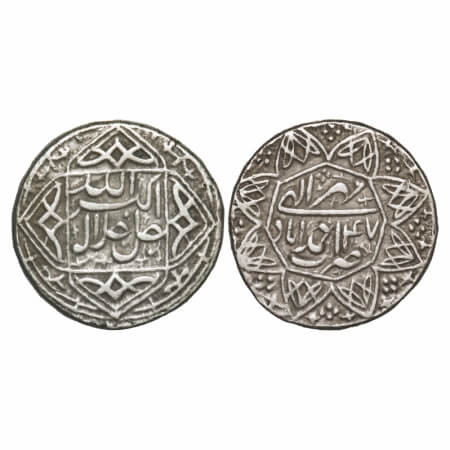 Akbar, Silver Rupee, 11.36g, Ahmadabad Mint, Ilahi 47, month 'Mihr', Obverse legends withi