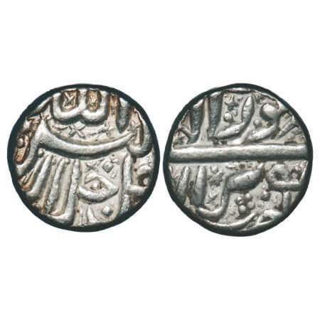 Akbar, Silver Rupee, 11.23g, Berar Mint, Ilahi month 'Shahrewar'/ Year 4x, Obv: Allah uh A
