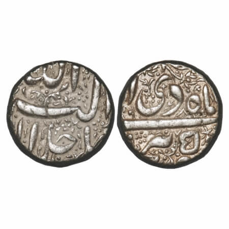 Akbar, Silver Rupee, 11.43g, Berar Mint, Ilahi month 'Di'/ Year 50, Obv: Allah uh Akbar, J