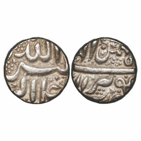 Akbar, Silver Rupee, 11.43g, Berar Mint, Ilahi month 'Bahman'/ Year 4x, Obv: Allah uh Akba
