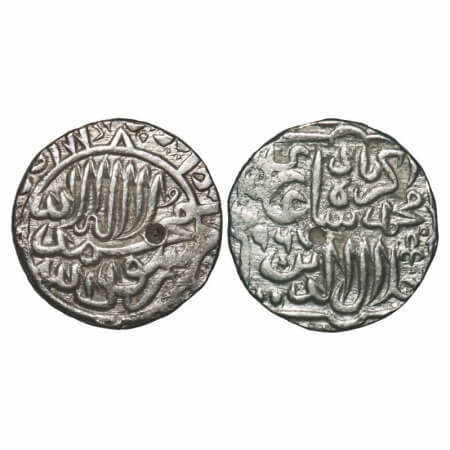 Akbar, Silver Rupee, 10.75g, (Hisar Firoza) Mint by type, AH 967. KM 80.9. Very Fine, Scar