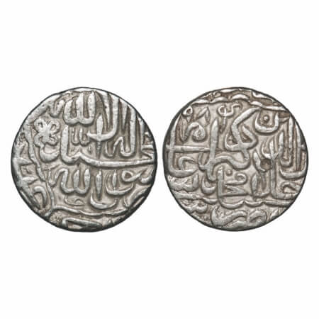 Akbar, Silver Rupee, 11.36g, Jaunpur Mint, AH 984, Kalima type, legend within scalloped & 
