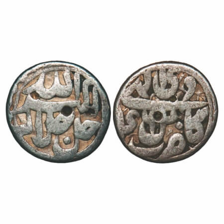 Akbar, Silver ½ Rupee, 5.40g, Kabul Mint, 46 RY, ilahi month 'Di'. KM 66.2. About Very Fin