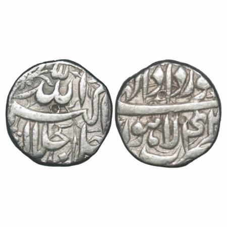 Akbar, Silver Rupee, 11.30g, Lahore Mint, Ilahi Type, 'Khurdad'/ Year 42, Obv: Allah uh Ak