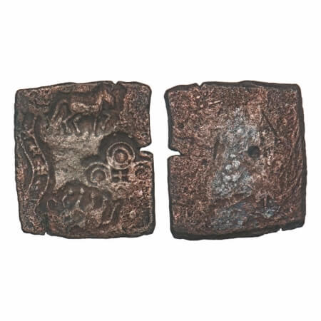 Punch Marked, Eran-Vidisha Region, Copper Karshapana, 5.32g, 23.61x20.80mm, Obv: Horse, do