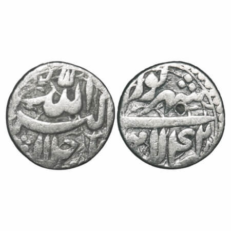 Akbar, Silver Rupee, 10.91g, Lahore Mint, Ilahi Type, 'Shahrewar'/ Year 42, Obv: Allah uh 