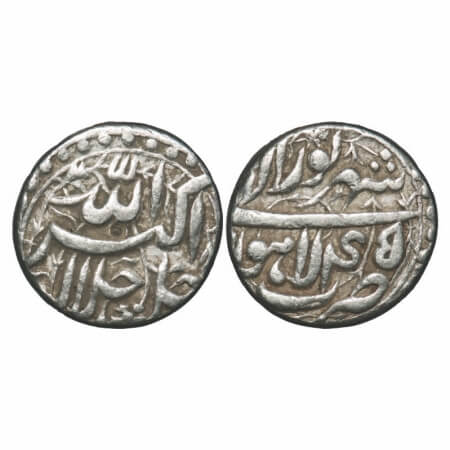 Akbar, Silver Rupee, 11.33g, Lahore Mint, Ilahi Type, 'Shahrewar'/ Year 45, Obv: Allah uh 