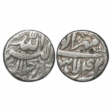 Akbar, Silver Rupee, 11.19g, Lahore Mint, Ilahi Type, 'Mihr'/ Year 42, Obv: Allah uh Akbar