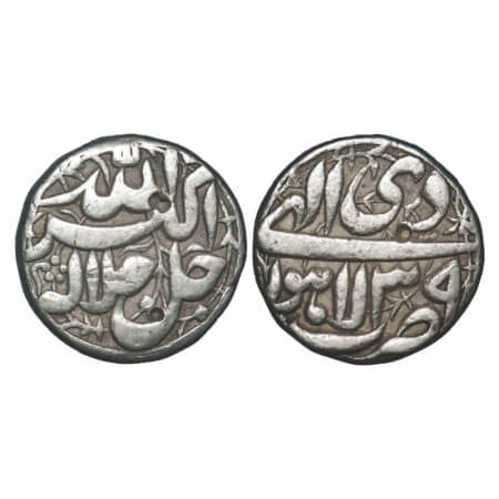 Akbar, Silver Rupee, 11.23g, Lahore Mint, Ilahi Type, 'Di'/ Year 39, Obv: Allah uh Akbar, 