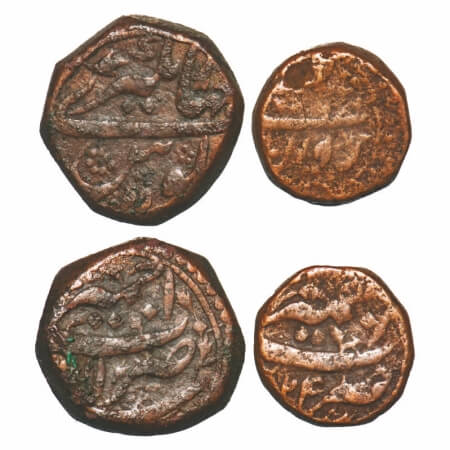 Jahangir Dam & ½ Dam (2 Coins), 20.52 & 9.98g, Ajmer Mint, AH 1024 other date not clear. K