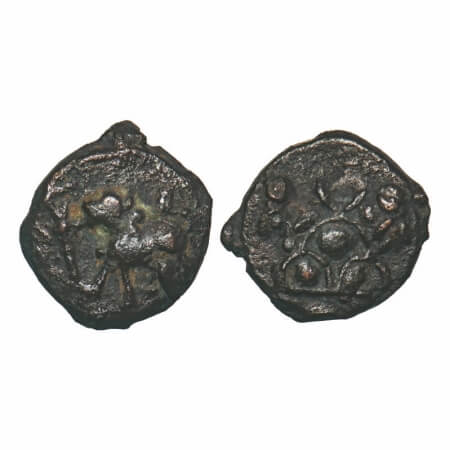 Post-Mauryan, Paunjab Region, Uninscribed type, Cast Copper, 4.15g, 15.11x15.65mm, Obv: Li