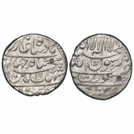 Shah Jahan I, Silver Rupee, 11.41g, Surat Mint, AH 1038, legend in four lines. KM 222.13. 