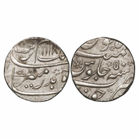 Aurangzeb, Silver Rupee, 11.61g, Junagarh Mint, AH 1118/50 RY. KM 300.43. Very Fine+, Scar