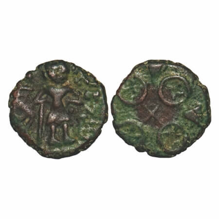Post-Mauryan, Ujjaini Region, Uninscribed type, Copper Unit, 2.18g, 13.78x13.90mm, Obv: Ma