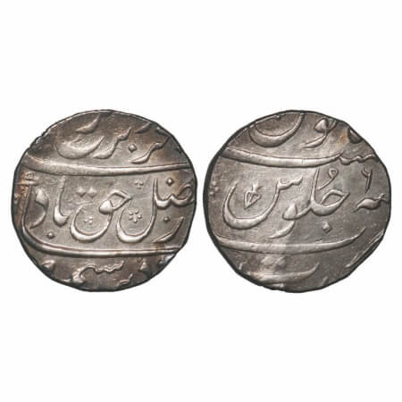 Farrukhsiyar, Silver Rupee, 11.51g (broad Flan), Surat Mint, AH (112)9/6 RY. KM 377.59. To