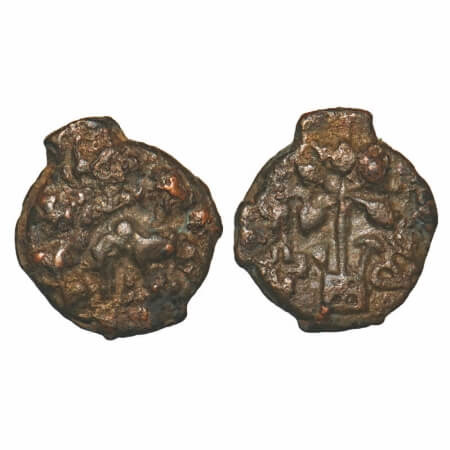 Post-Mauryan, Kaushambi Region, Uninscribed type, Cast Copper, 3.94g,18.42x16.72mm, Obv: E