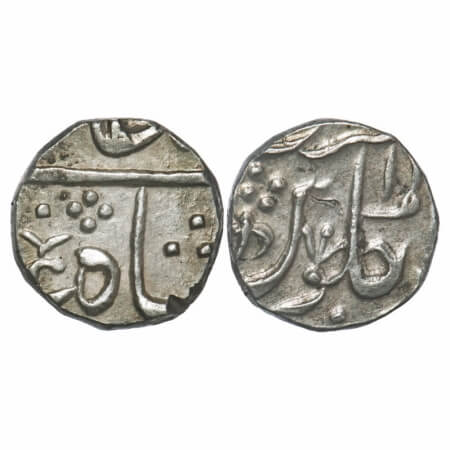 Maratha Confederacy, Silver ½ Rupee, 5.47g, Vaphgaon Mint, 12 RY, INO Shah Alam II. KM 156