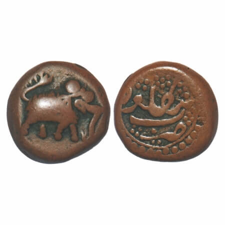 Mysore, Copper ½ Paisa, 5.37g, Tipu Sultan, Bengalur Mint, AM unseen, Obv: Elephant toward