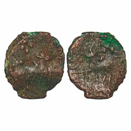Post-Mauryan, Kaushambi Region, Uninscribed type, Cast Copper, 1.20g, 15.88x14.05mm, Obv: 