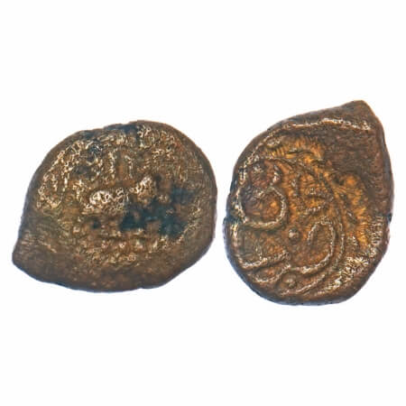 Mysore, Copper 1/4 Paisa, 2.38g, Tipu Sultan, Khaliqabad Mint, No date Type?, Obv: elephan
