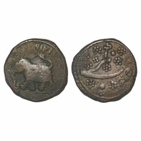 Mysore, Copper Paisa, 11.06g, Tipu Sultan, Nagar Mint, AM 1219 (Retro date), Obv: Elephant