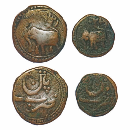 Mysore, Copper Paisa & ½ Paisa (2 Coins), 10.70, 5.34g, Tipu Sultan, Patan Mint, AH 1220 (