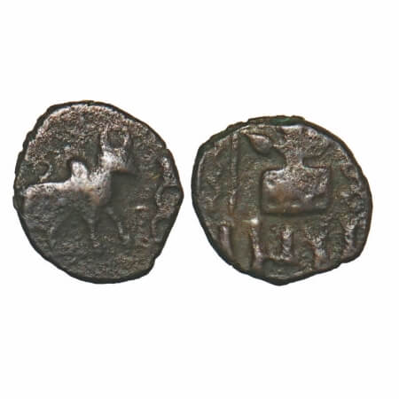 Mitras of Kaushambi Region, Brhaspatimitra II, Copper Unit, 1.34g, 11.94x10.88mm, Obv: Bul