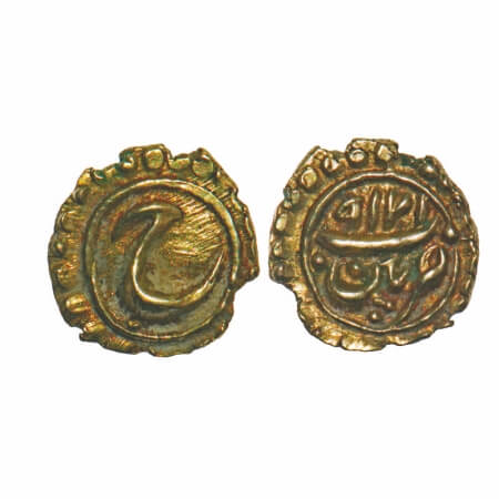 Mysore, Gold Fanam, 0.38g, Tipu Sultan, Patan Mint, AM 1219 (Retro date). Obv: Persian 'He